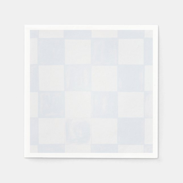 Guardanapo De Papel Modern Blue Checkered Baby Shower  (Frente)
