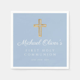 Guardanapo De Papel Modern Blue Cross Boy First Communion 