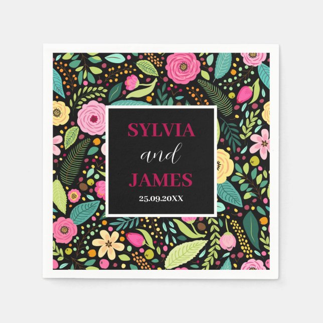 Guardanapo De Papel Modern Boho Floral Wedding (Frente)