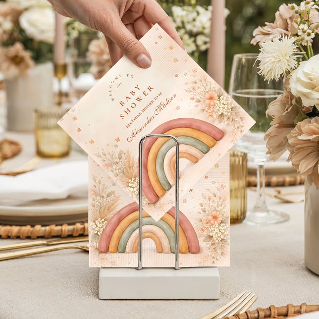 Guardanapo De Papel Modern Boho Rainbow Baby Shower (Criador carregado)