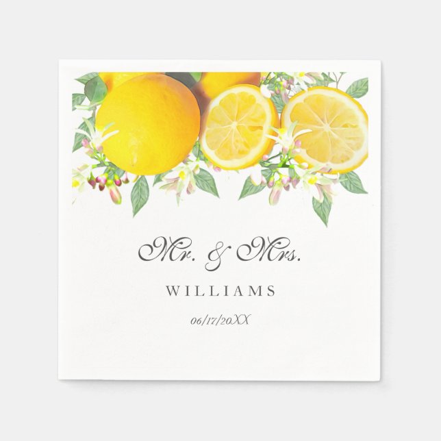 Guardanapo De Papel Modern Boho Watercolor Lemon Summer Wedes (Frente)