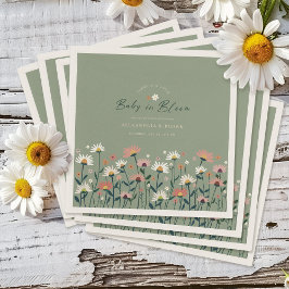 Guardanapo De Papel Modern Boho Wildflower Sage Baby in Bloom