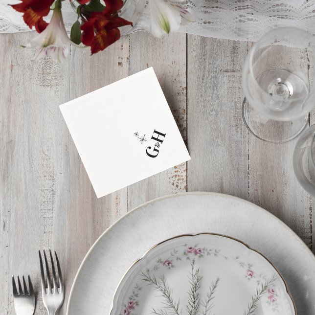 Guardanapo De Papel Modern Celestial Monogram Wedding Cocktail Napkin (Criador carregado)