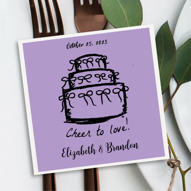 Guardanapo De Papel Modern Cheer to Love Personalised Wedkins (Criador carregado)