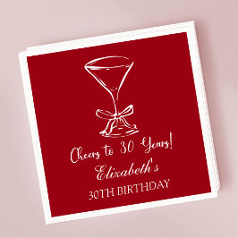 Guardanapo De Papel Modern Cherry Cheers to 30 anos Aniversário Napkin