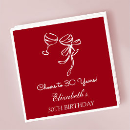 Guardanapo De Papel Modern Cherry Cheers to 30 anos Aniversário Napkin
