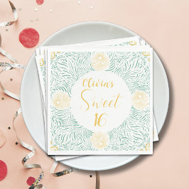Guardanapo De Papel Modern Chic Boho Floral Sweet 16 Festa de aniversá
