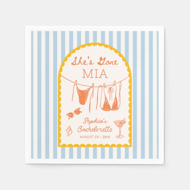 Guardanapo De Papel Modern Coastal Bachelorette Party Cocktail Napkins (Frente)