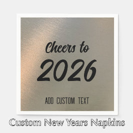 Guardanapo De Papel Modern Custom Brushed Metal 2026 New Years Party