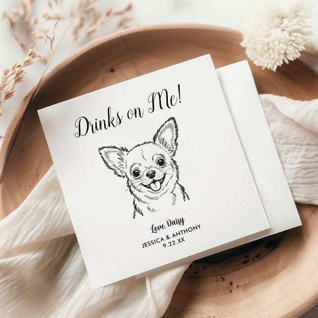 Guardanapo De Papel Modern Dog Wedding Cocktail Napkins  (Criador carregado)