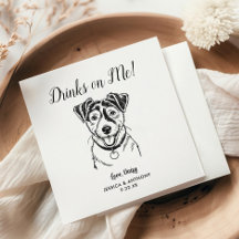 Modern Dog Wedding Cocktail Napkins