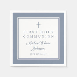 Guardanapo De Papel Modern Dusty Blue Religious Boy First Communion
