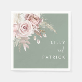 Guardanapo De Papel Modern Dusty Rose Blush & Sage Wedding