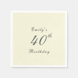 Guardanapo De Papel Modern Elegant 40th Birthday Party Paper
