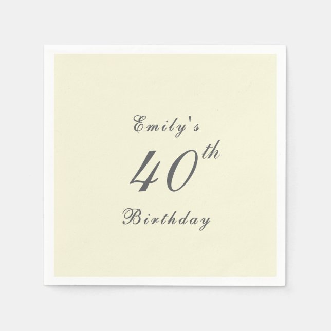 Guardanapo De Papel Modern Elegant 40th Birthday Party Paper (Frente)
