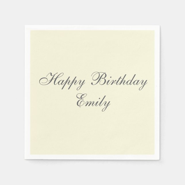 Guardanapo De Papel Modern Elegant Cream Birthday Party (Frente)