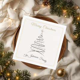 Guardanapo De Papel Modern Elegant Minimal Christmas Tree Napkin