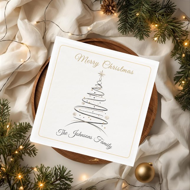Guardanapo De Papel Modern Elegant Minimal Christmas Tree Napkin (Criador carregado)
