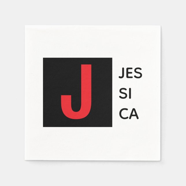 Guardanapo De Papel Modern Elegant Plain Professional Name Monogram (Frente)