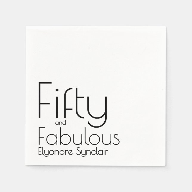Guardanapo De Papel Modern Fifty and Fabulous Bold 50th Birthday Party (Frente)