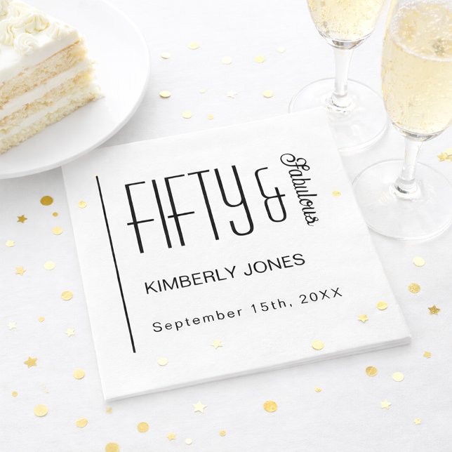 Guardanapo De Papel Modern Fifty and Fabulous Bold 50th Birthday Party (Criador carregado)