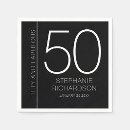 Guardanapo De Papel Modern Fifty and Fabulous Name Date 50th Birthday