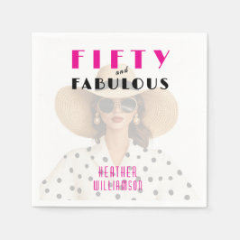 Guardanapo De Papel Modern Fifty and Fabulous Pink Black