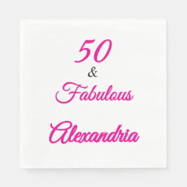 Guardanapo De Papel Modern Fifty &Fabulous Bold 50th Birthday Napkin