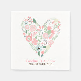 Guardanapo De Papel Modern Floral Heart Wedding