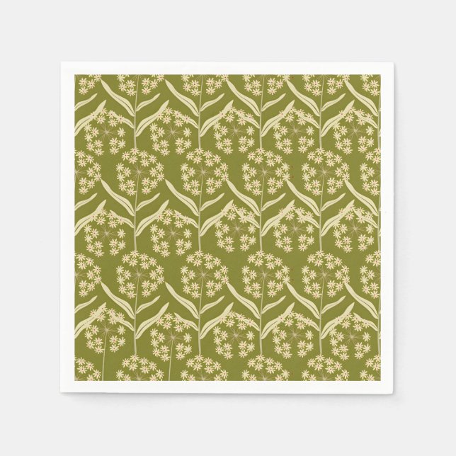 Guardanapo De Papel Modern Floral Pattern: White Umbel Flowers (Frente)