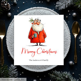 Guardanapo De Papel Modern Funny Santa Claus Christmas Dinner Napkins