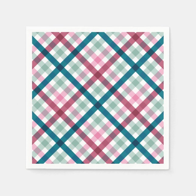 Guardanapo De Papel Modern Gingham Holiday Janta Napkins Papel Napkin (Frente)