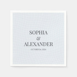 Guardanapo De Papel Modern Glacial Blue & Warped Grid