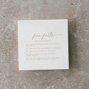 Guardanapo De Papel Modern Gold Script Fun Facts Wedding Napkins