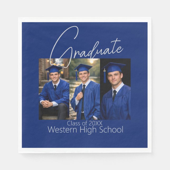 Guardanapo De Papel Modern Graduation Party Photo Display (Frente)