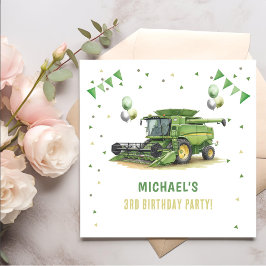 Guardanapo De Papel Modern Green Farm Tractor 3rd Birthday