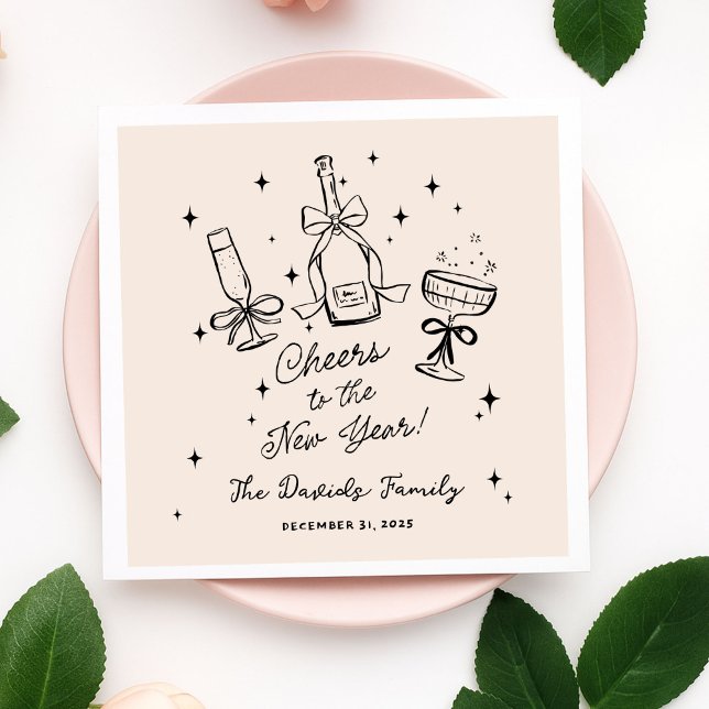 Guardanapo De Papel Modern Hand Drawn New Year's Eve Party  (Criador carregado)