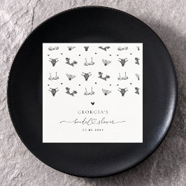 Guardanapo De Papel Modern Heart Script & Roupa Íntima Preta Chá de No