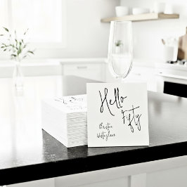 Guardanapo De Papel Modern Hello Fifty Script 50th Birthday Party