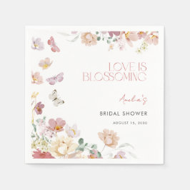 Guardanapo De Papel Modern Love is Blossoming Pink Bridal Shower