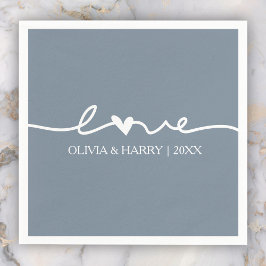 Guardanapo De Papel Modern Love Script Dusty Blue Wedkin
