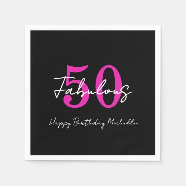 Guardanapo De Papel Modern Minimal 50 Fabulous 50th Birthday Party (Frente)