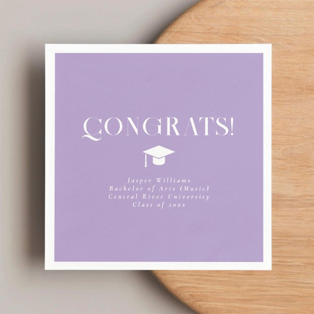 Guardanapo De Papel Modern Minimal Chic Graduation Party Lavender (Criador carregado)