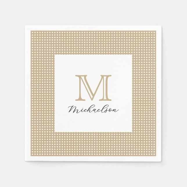 Guardanapo De Papel Modern Minimal Gold Elegant Monogram (Frente)
