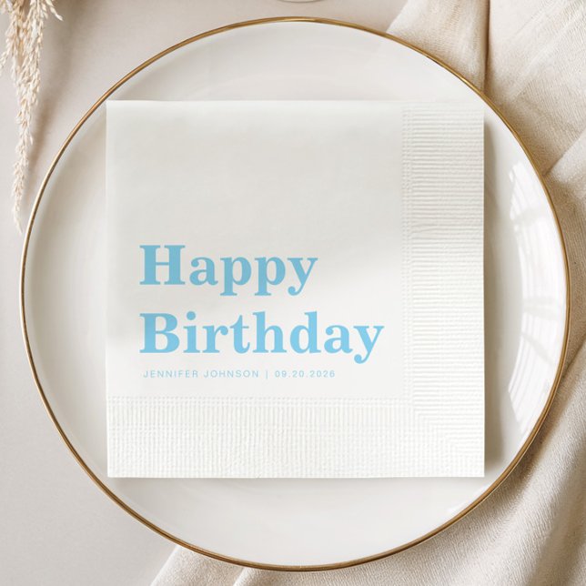 Guardanapo De Papel Modern Minimalist Blue Birthday (Modern Minimalist Blue Birthday Napkins)