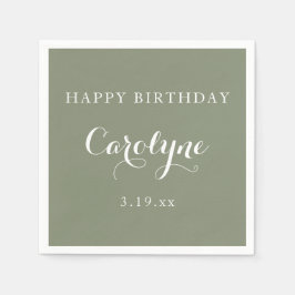 Guardanapo De Papel Modern Minimalist Sage Green Birthday 