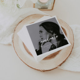 Guardanapo De Papel Modern Minimalistic Script Photo Graduation Party