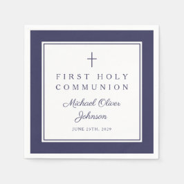 Guardanapo De Papel Modern Navy Blue Religious Boy First Communion