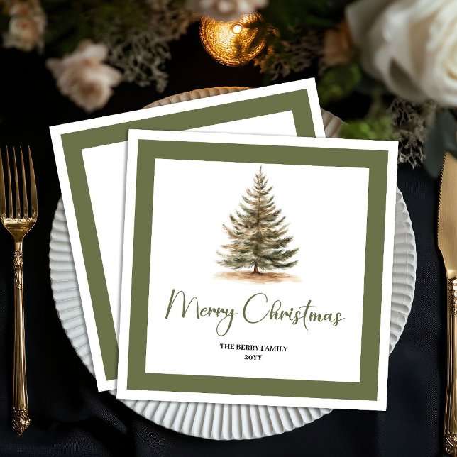 Guardanapo De Papel Modern Neutral Christmas Tree Family Napkins (Modern Neutral Christmas Tree Family Napkins)