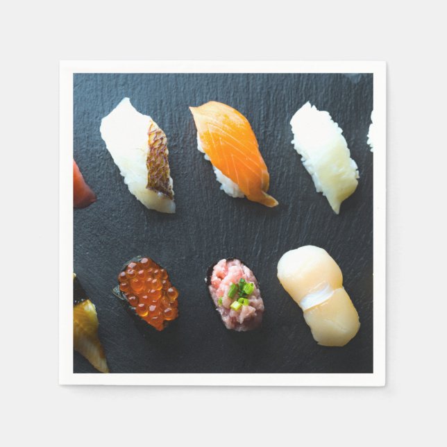 Guardanapo De Papel Modern Nigiri Set on Slate – SUSHIMI Collection (Frente)